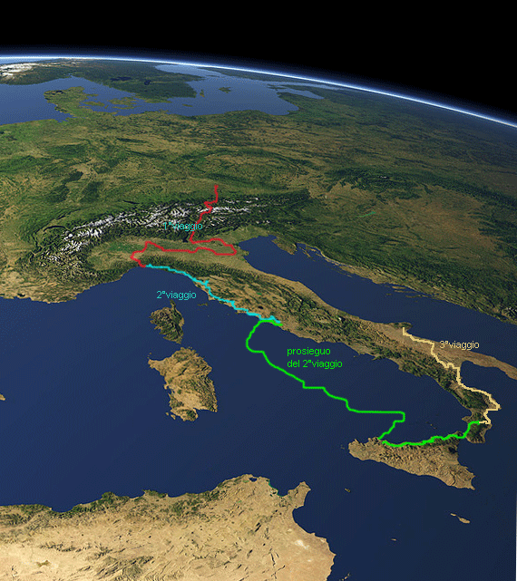 in giallo il tragitto di quest'ultimo viaggio